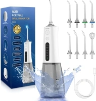 Water Flosser for Teeth Cordless Oral Irrigator Portable Dental Teeth Cleaner Picks 300ML 5 Modes, USB Rechargeable & IPX7 Waterproof Plaque Removal Tool for Travel Home Use(White)