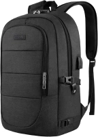 Anti-Theft Laptop Backpack, 15.6-17.3 inch Business Laptop Rucksack Bag with USB Charging Port & Lock, Water Resistant Travel Backpack Computer Bag for Women Men, Black
