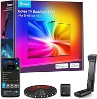 Govee TV Backlight 3 Lite with Fish-Eye Correction Function Sync to 55-65 Inch TVs, 3.6m RGBICW Wi-Fi TV LED Backlight with Camera, 4 Colours in 1 Lamp Bead, Voice and APP Control, Adapter