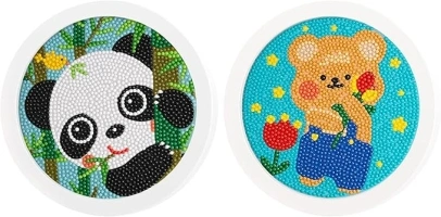 2pcs Diamond Painting Kit for Adults Kids Stitch Diamond Painting Art with Frame Nature Cartoon Diamond Painting Easy Kits Full Drill Diamond Crafts Sets for Gift Home Wall Decor (Animal)