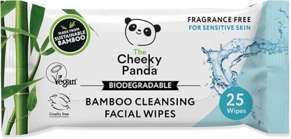 The Cheeky Panda Bamboo Facial Make Up Remover Wipes | Sustainable Face Wipes Eye Makeup Remover | Unscented Pack of 25 Face Wipes | 99% Purified Water