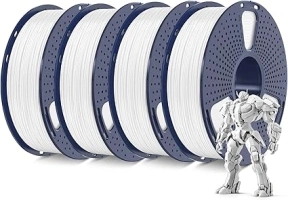 SUNLU 4KG ABS Filament 1.75mm, 3D Printer Filament Bundle, High Heat Resistant ABS 1.75mm for Functional 3D Printing, High Strength Impact Resistant, 1kg per Spool, 4 Rolls, White