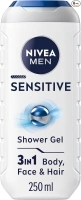 NIVEA MEN Sensitive Shower Gel Pack of 6 (6 x 250 ml), Alcohol-Free Sensitive Skin Shower Gel, Gentle Shower Gel Men with Bamboo Extract, Body Wash for Men with Irritated and Sensitive Skin
