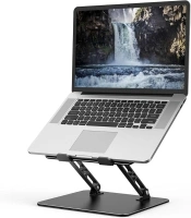 Nayka Adjustable Laptop Stand for Desk, Metal Foldable Laptop Riser, Portable Laptop Holder Mount, Ventilated Cooling Computer Notebook Stand Compatible with 10-15.6” Laptops