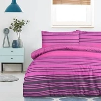 Sleepdown Textured Stripe Purple Duvet Cover & Pillowcase Set Bedding Quilt Case Single Double King Super King (KIng)