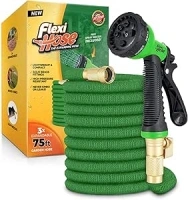 Flexi Hose Expandable Garden Hose - 75FT Heavy Duty Water Hose, Retractable Hose with 2cm Brass Fittings - Expandable Hose Design Includes Spray Nozzle (Green 23 Metres)