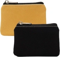 Small Purse 2 Pcs Mini Coin Pouch Women Solid Color Purses with Zip Canvas Coin Bag for Boys Girls, Ginger+Black - B30304