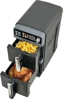 10L Double Stack Air Fryer with Dual Basket & 2 Drawers – 2400W Dual Air Fryer for Even Heating with 4 cooking levels | 9-in-1 Modes, Sync&Match, Shake Reminder，Large for Family Capacity，Space Saving