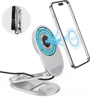 Magnetic Wireless Charger, Minthouz Foldable MagSafe Charging Stand, Adjustable Aluminum Phone Holder with 20W USB-C Fast Charger Included, for iPhone 16 15 14 13 12 Pro/Max/Plus, AirPods 3/Pro 2/Pro