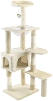 VOUNOT Cat Tree with Scratching Post & House, Stable Cat Play Tower, Multi-Level Activity Centre for Indoor Cats, Kitten Climbing Frame, Beige