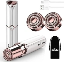 Facial Hair Remover for Women,Hair Removal Device for Women Rechargeable,Epilator for Women for Face Included 2 x Replacement Heads,Painless Lady Shavers,for Lip,Mustache, Chin