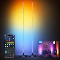 Govee LED Floor Lamp, RGBIC Modern Corner Lamp, Smart Standing Lamp with 61 Scene Modes,Music Sync, Black Corner Floor Lamp for Living Room, Bedroom, 2 Pack
