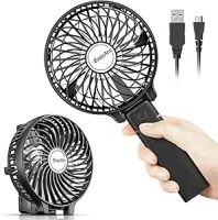 EasyAcc Handheld Fan Portable USB Fan [Lifetime Service] 180° Foldable Up 10 Hours 3 Speeds Powered Personal Mini Electric Fan Rechargeable Battery Folding Adjustable Fan Home Travel Outdoor Black
