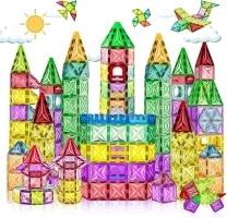 100PCS 3D Magnetic Tiles Toys, Magnetic Building Blocks Tiles Toy Set for Kids,Preschool Learning Clear 3D Magnets Toys,STEM Educational Toys for 3+ Years Old Kids