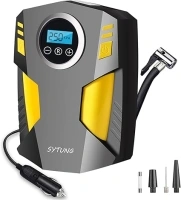 Digital Tyre Inflator, Portable Air Compressor Car Tyre Pump with 3 Nozzle Adaptors and Digital LED Light, 12V Rapid Tyre Inflator Air Compressor for Car Tires and Other Inflatables