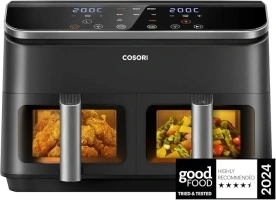 COSORI Dual Air Fryer, 8.5L Family Size, 8-In-1, Air Fry, Roast, Bake, Reheat, Dehydrate, Grill, Sync Cook & Finish, Fast and Energy Save, Healthy 50+ Online Recipes, 5 Accessories, Non-Stick