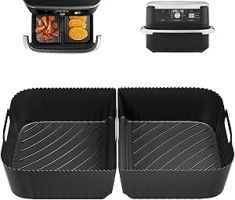 2pcs Silicone Air Fryer Liners for Ninja Foodi FlexDrawer AF500UK 10.4L Drawer, Reusable Airfryer Silicone Tray, Dual Zone Air Fryer Accessories (2PCS/Large)