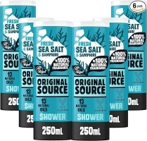 Original Source Sea Salt and Samphire Vegan Shower Gel, 100 Percent Natural Fragrance, Vegan, Cruelty Free, Paraben Free, Bulk Buy, Pack of 6 x 250 ml