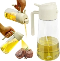 600ml 2-in-1 Spray Design Oil Dispenser Bottle Auto Flip Olive Oil Sprayer Leakproof Vinegar Sprayer for Kitchen Cooking Air Fryer Roasting Salad Baking Grilling