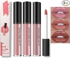 3 Color Cream Lip Gloss,2024 Long-Lasting Moisturizing Velvet Lip Lipstick, Non-Stick to Cup, Waterproof, Hydrating Lip Tint Natural Jelly Lipstick (2,3,7)