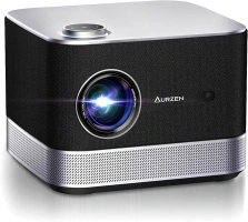 NetfIix Officially & DoIby Audio,AURZEN 4K Supported Smart Projector with Auto Focus & Keystone, +100% Lumens, HDR 10 60Hz WiFi Bluetooth Outdoor Projector for Smartphone/USB/HDMI/USB