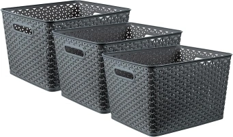 Curver My Style x3 Large Rectangular Storage Basket 18L - Anthracite