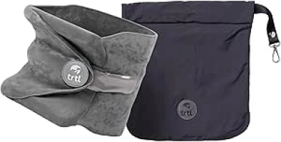 trtl Travel Pillow - Airplane Pillow for Neck and Shoulder Support - Soft, Lightweight, Machine-Washable Travel Pillows for Airplanes - Grey