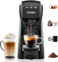 Warriors1 4 in 1 Pod Coffee Machines for Nespresso Original, Dolce Gusto, Lavazza Espresso Point Capsule and Ground Coffee, 20 Bars, 0.8L, Automatic Capsule Small Coffee Machine for Home and Office