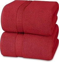 Utopia Towels - Premium Jumbo Bath Sheet (90 x 180 cm, 2 Pack) - 100% Ring Spun Cotton Highly Absorbent and Quick Dry Extra Large Bath Sheet - Super Soft Hotel Quality Towel (Red)