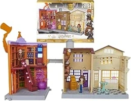 Wizarding World Harry Potter, Magical Minis Diagon Alley 3-in-1 Playset with Lights and Sounds, 2 Figures, 21 Accessories, Kids’ Toys for Ages 6 and up
