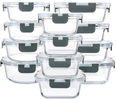 MCIRCO Glass Food Storage Containers 24 Pieces [12 Containers + 12 Lids] with Upgraded Snap Locking , Meal Prep Containers Set - Airtight Lunch Containers, Microwave, Oven,zer and Dishwasher