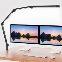 AILBTON LED Desk Lamp with Clip,Multi-Angle Flexible 4 Sections 3 Light Sources Office Desk Lamp,4 Color Temperatures and 5 Brightness Levels,Night Eye Care Table Lamp