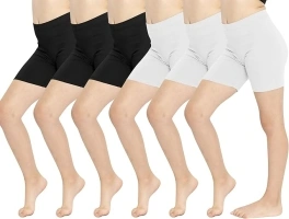 Girls Cycling Shorts Girls Dance Shorts Breathable Safety Under Dress Ultra-Stretchy Sports Swim 3-6 Pack Shorts for Girls Boys, PE Shorts Size 2-13 Years