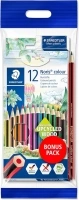 STAEDTLER 185 SET2 Noris Colour Colouring Pencils + FREE Tradition HB Pencil and Mars Eraser (Pack of 12 Pencils)