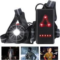 Running Light, USB Rechargeable Chest Lamp, 90 ° Adjustable LED Body Torch with Reflective Straps, Waterproof Bright Comfortable High Visibility Flashlight with Taillight for Night Runners Jogging