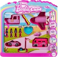 Barbie Mini BarbieLand 4-Pack Doll & Toy Vehicle Set with 4 1.5-inch Dolls & 4 Iconic Toy Vehicles with Color-Change Surprise, JDB85