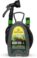Green Haven Compact Hose Reel - Lightweight & Durable Reinforced 30ft Garden Hose Reel with 7 Adjustable Spray Gun Nozzles, Easy Storage, Compact, Perfect for Small Gardens & Patios