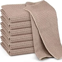 6X Magic Glass Cleaning Cloths, Window Cloth Streak Free Lint Free Reusable Absorbent Washable Microfiber Cloths Kitchen Towels Waffle Dish Cloths Bathroom Drying Cloth, Khaki, 30x30cm