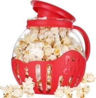 Microwave Popcorn Bowl, Pot Microwave Air Popcorn Snack, Popcorn Machine Popcorn Maker, Dishwasher Safe, 3-in-1 Lid, for Gatherings, Parties, Picnics, Red