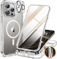 Miracase Magnetic Case for iPhone 16 Pro Max Case 6.9-Inch, Full Body Bumper Case Compatible with MagSafe and Built-in 9H Tempered Glass Screen Protector + Camera Lens Protector (Clear)