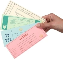 Suck UK - Blank Ticket Book | Gift Voucher Book | Date Night Cards | Gifts for Him | Gifts for Her | Boyfriend Coupon | Blank Birthday Vouchers | Hard Backed