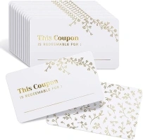 50 Blank Coupon Cards - For Him, Her, Husband, Wife, Mom, Dad, Mother’s Day Gift Certificates Vouchers Loyalty Cards Employee Appreciation Gifts - Great for Spas, Restaurants, Hair Salons (3.5”x2”)
