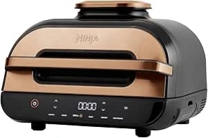 Ninja Foodi MAX Health Grill & Air Fryer 3.8L with Digital Cooking Probe, 6-in-1; Grill, Air Fry, Bake, Roast & more, Dishwasher Safe Parts, Large Grill Plate, Copper/Black Amazon Exclusive AG551UKCP