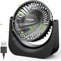 VOXON USB Desk Fan, Small Table Fan with 5 Speeds Adjustable Strong Wind, Personal Silent Bed Fan with 1.5M Cable, Portable Cooling Quiet Desktop Fan for Desktop Office Home Bedroom Kitchen