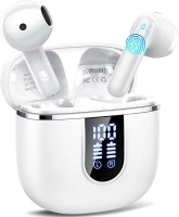 Wireless Earbuds, Bluetooth 5.4 Headphones in Ear with 4 ENC Noise Cancelling Mic, Wireless Earphones with HiFi Stereo Deep Bass, IP7 Waterproof Bluetooth Ear Buds 40H Playtime Mini USB-C LED White