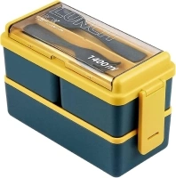 Lunch Box, 1400ml Bento Box with Spoon Fork, Stackable 2 Layer 3 Compartments Leak Proof Japanese Lunch Box, Meal Prep Container Box for Adults Kids Students Office Microwave Dishwasher Safe