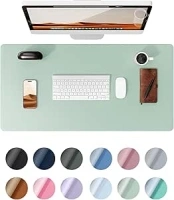 YSAGi Leather Desk Mat, Large Mouse Mat, Non-Slip Desk Pad, Waterproof PU Leather Table Protector Writing Pad for Office and Home (90 x 43 cm, Light Green)