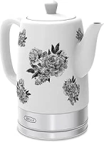 BELLA Electric Kettle and Tea Pot, Ceramic Water Heater with Detachable Swivel Base, Auto Shut Off and Boil Dry Protection, 1.5 Liter, Black Floral