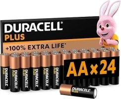 Duracell Plus AA Batteries (24 Pack) - Alkaline 1.5V - Up To 100% Extra Life - Reliability For Everyday Devices - 0% Plastic Packaging - 10-Year Storage - LR6 MN1500