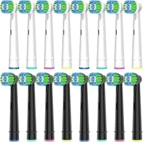 16pcs Precision Brush Heads Compatible with Oral b Electric Toothbrushes, 8er White and 8er Black, Deep and Precise Cleaning.